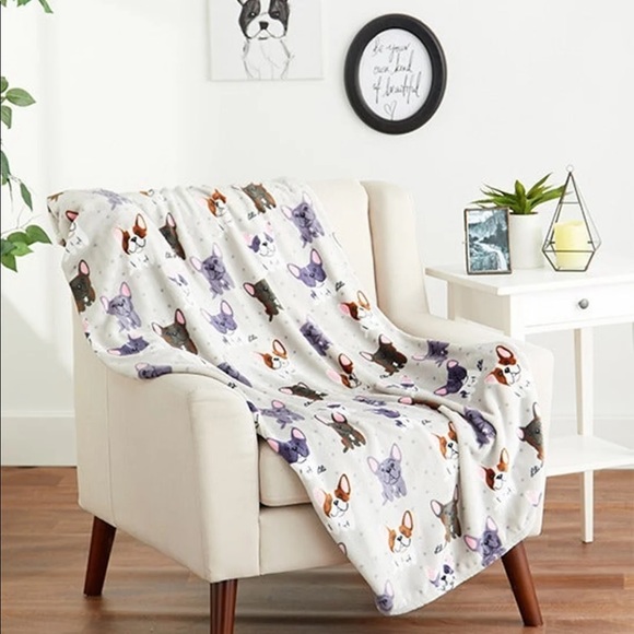 FRENCHIE Plush Throw Blanket ◈ Polka Dot - Picture 1 of 3